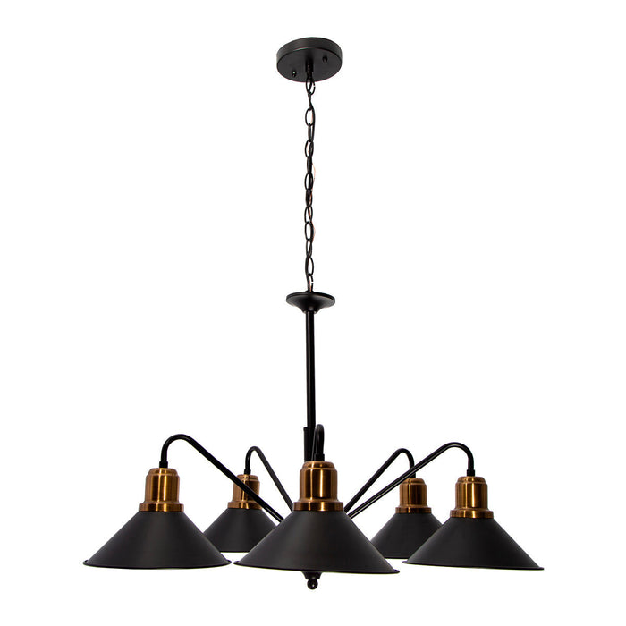 Lámpara Colgante Vintage E26 60w Negro Mate 5 Luces