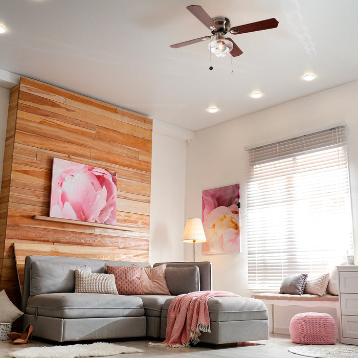 Ventilador de Techo 42 Madera 60W 4 Aspas Reversible 1 Luz