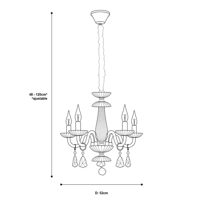 Lámpara Colgante Lumicentro Candelabro Color Dorado de 5 Luces