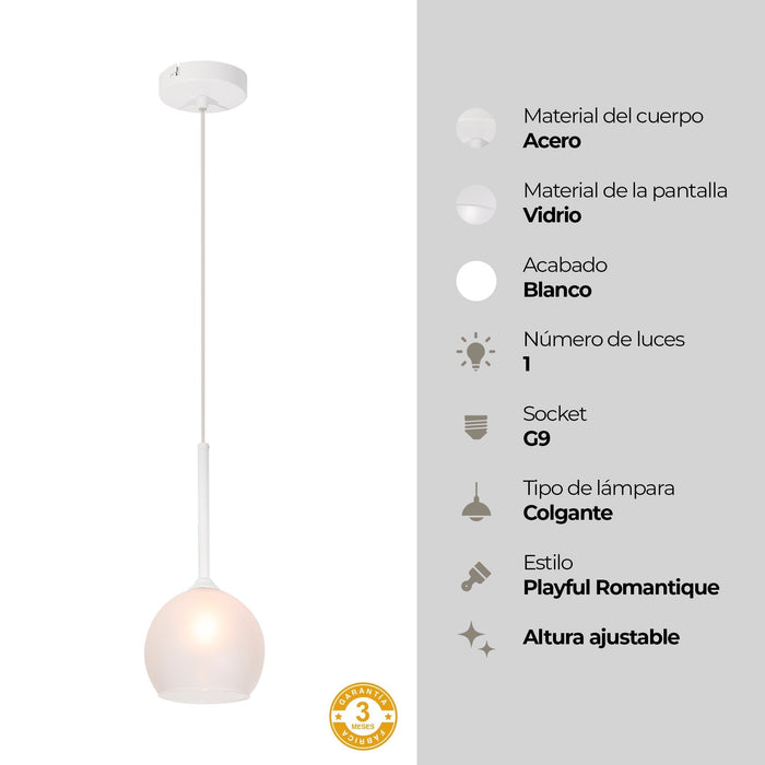 Lámpara Colgante  Blanco Mate 9W  G9 1 Luz