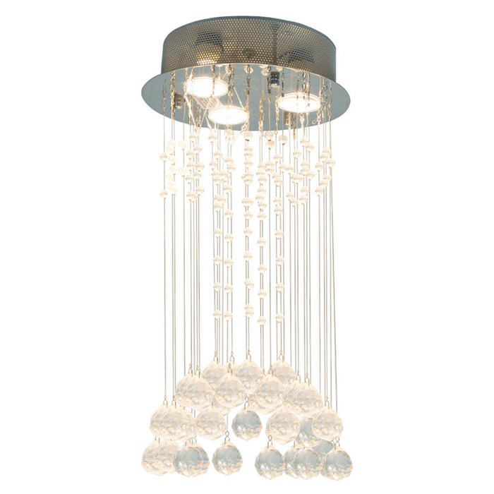 Lámpara Colgante, Cromo y Cristal, 3 Luces