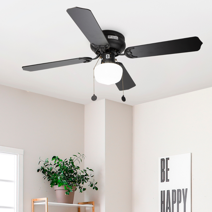 Ventilador Techo 42" , aspas reversibles, negro y marrón, 3 Velocidades.