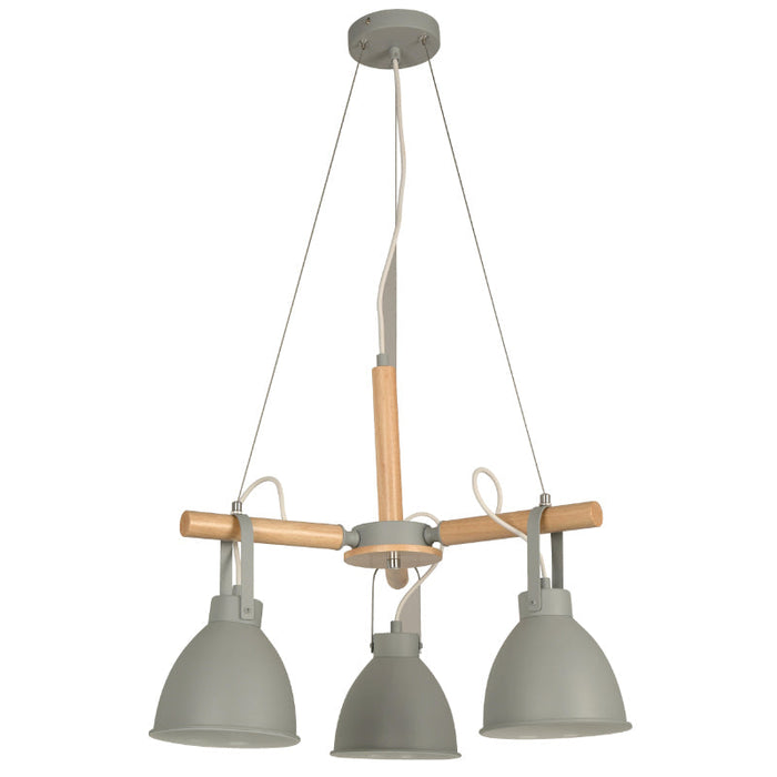 LAMP. COLGANTE TECHO GRIS 3L E27 60W