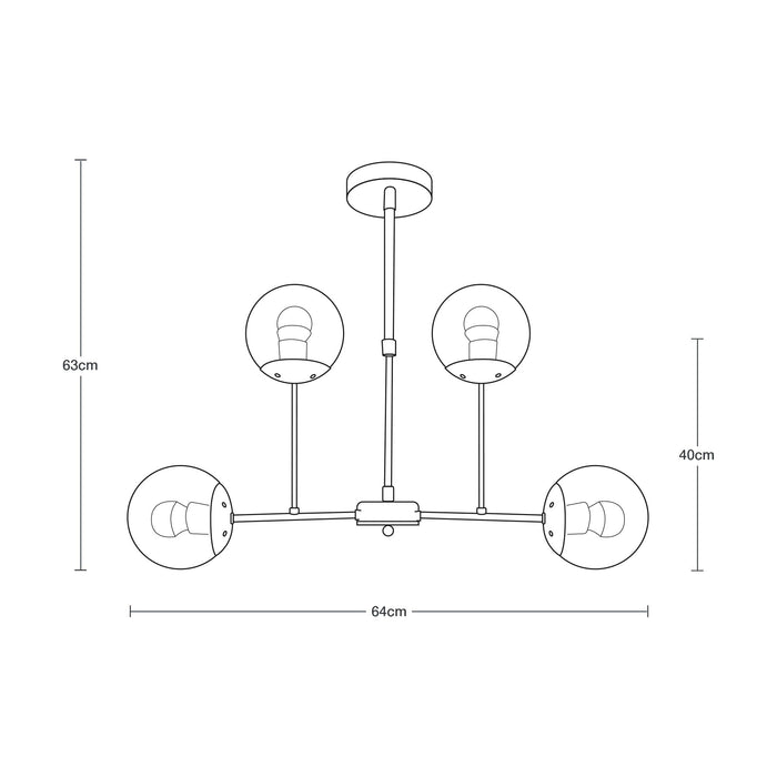 Lámpara de Techo Moderno Cromo 40w E27 4 Luces