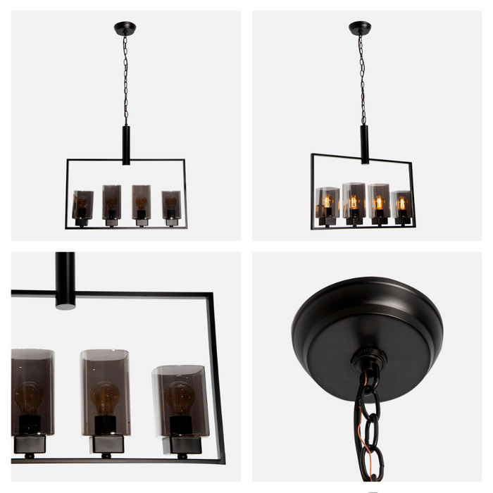 Lámpara Colgante Color Negro Mate 60 W de 4 Luces