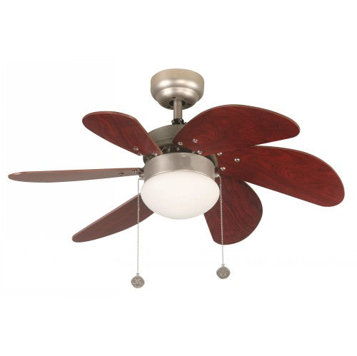 VENTILADOR DE TECHO 32" NÍQUEL SATINADO 1L E27 60W