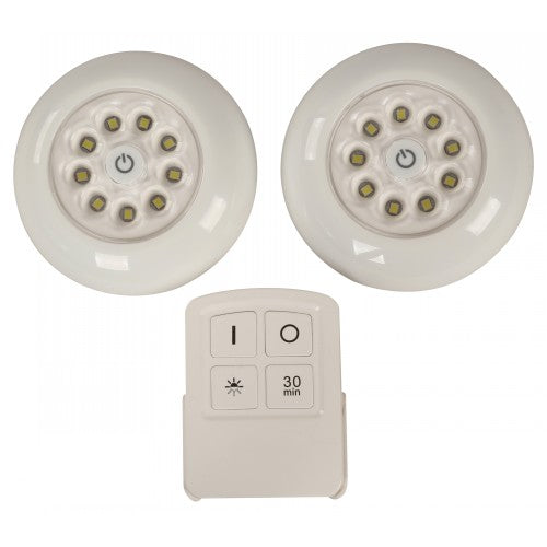 LAMP. GABINETE BLANCO 9LUCES 0.6W 6000K (2PCS) INCLUYE CONTROL REMOTO