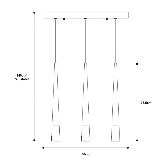 Lámpara Colgante Led, Cromo, 3 Luces Olona