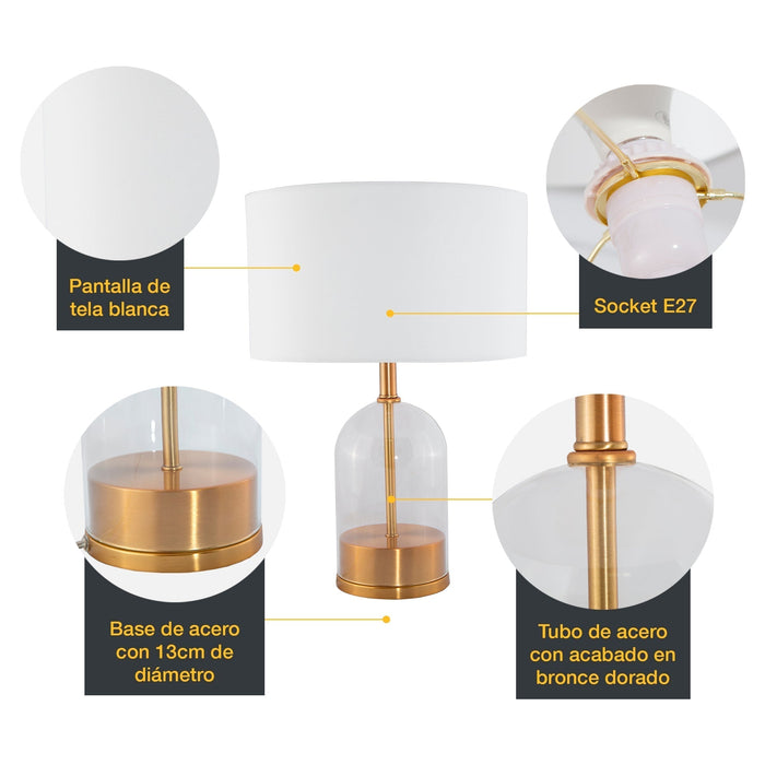 Lámpara de Mesa, Dorado 1L E27 100W