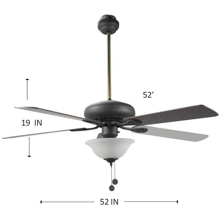 VENTILADOR DE TECHO 52" NEGRO 2L E27 40W