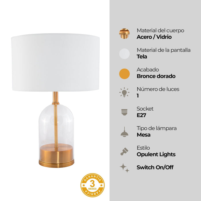 Lámpara de Mesa, Dorado 1L E27 100W