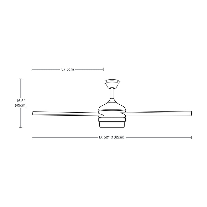 Ventilador De Techo 52" 3 Aspas 1L E27 Con Control De Pared.