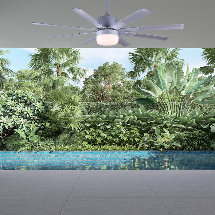 VENTILADOR LED DE TECHO 60" NÍQUEL SATINADO 1L 24W 3000K CON CONTROL REMOTO (DC MOTOR)