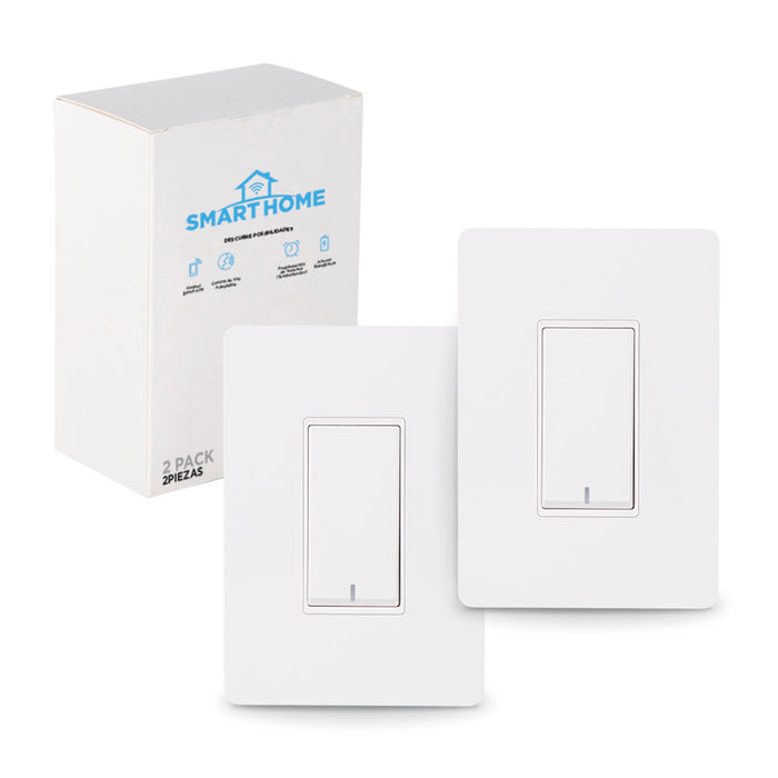 Interruptor de pared inteligente encendido y apagado vía WIFI, 2 Piezas