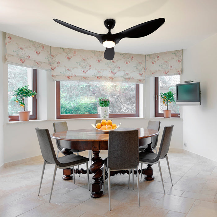 Ventilador de techo con luz LED, 52" acabado negro, con control remote, 3 aspas