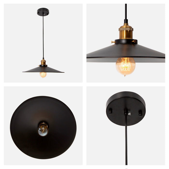 Lámpara Colgante Vintage Negro Mate E27 40W 1 Luz