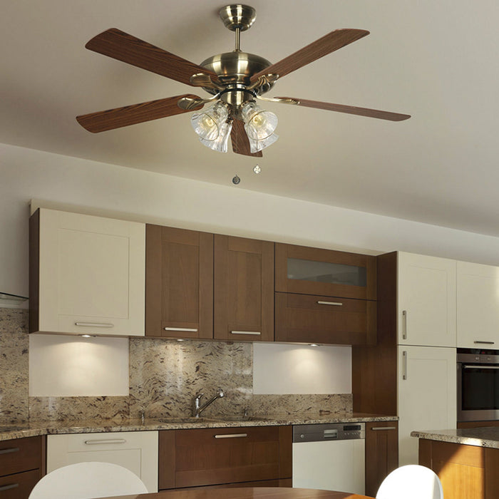 Ventilador Techo 52" Bronce 5 Aspas Reversibes 60W 3 Velocidades
