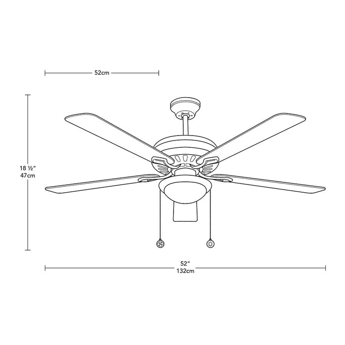 Ventilador Techo 52" Bronce 5 Aspas Reversibes 60W 3 Velocidades
