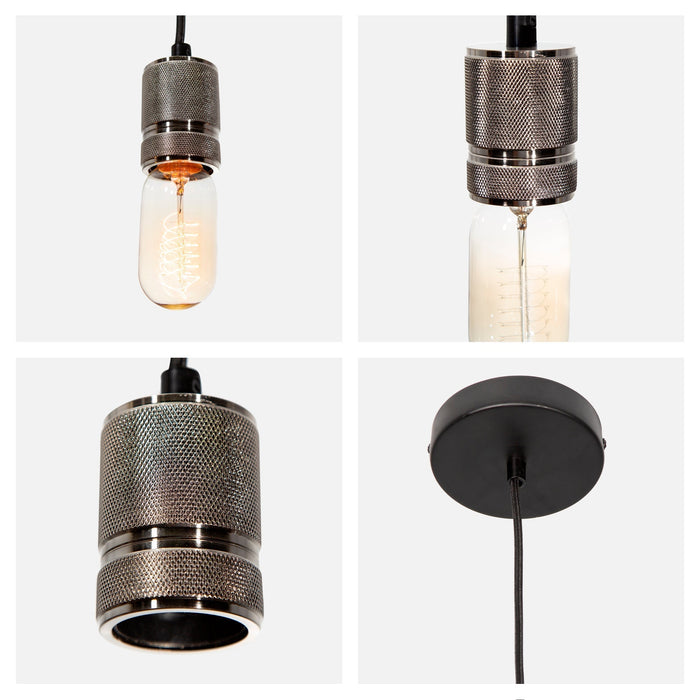 Lámpara Colgante Mini Retro Níquel Satinado E27 60W 1 Luz