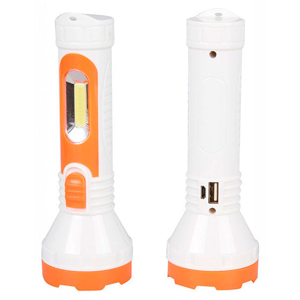 LINTERNA LED RECARGABLE BLANCO Y ANARANJADO 3W 8000-10000K