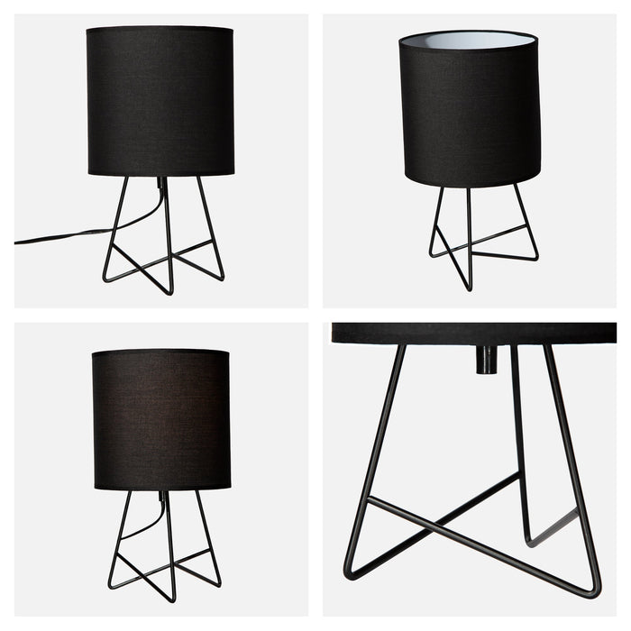 Lámpara de Mesa Moderno Negro 60w E27 1 Luz base de acero