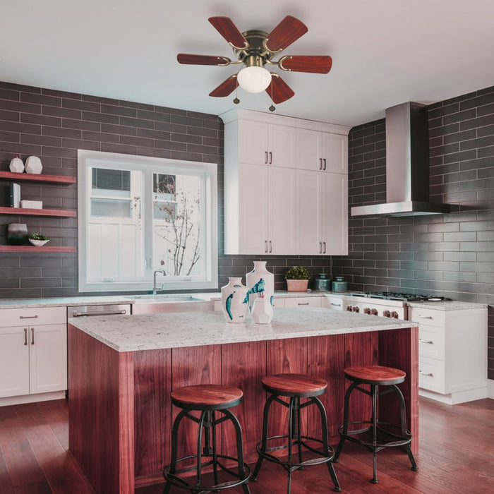 Ventilador Techo Bronce Antiguo Aspas Caoba / Nogal  30