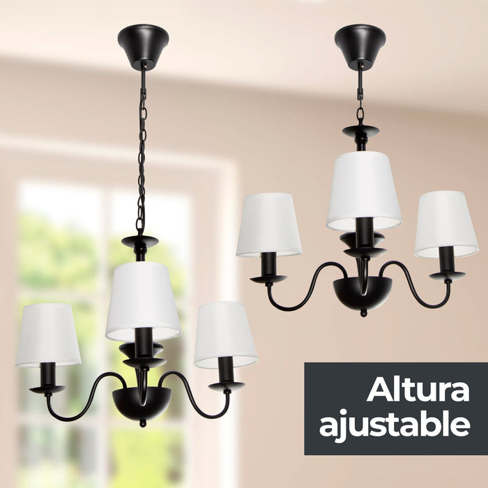 Lámpara Colgante Clasico Negro 40w Socket E14 3 Luces