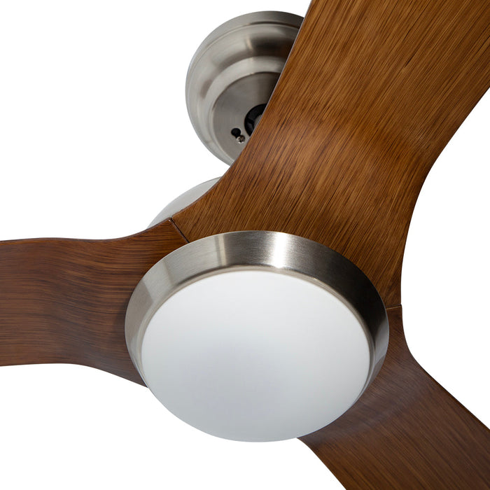 Ventilador de techo con luz LED, 52" acabado de níquel satinado, con control remote, 3 aspas