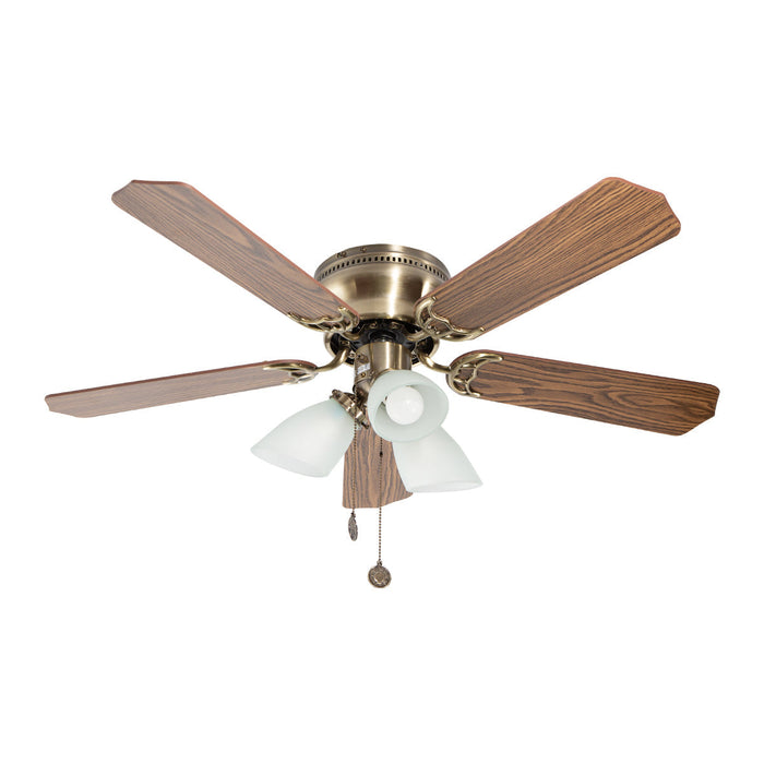 Ventilador Techo Flint 3 Luces 42" 5 Aspas, Control De Cadena