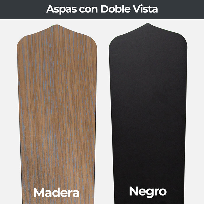 Ventilador Techo 42" , aspas reversibles, negro y marrón, 3 Velocidades.