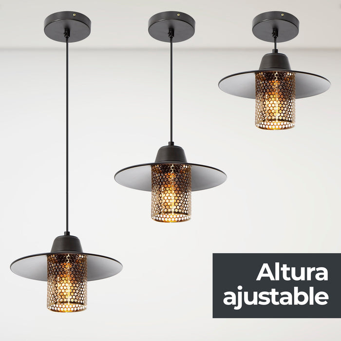 Lámpara Colgante Contemporary Clean Negro E27 60w 1 Luz