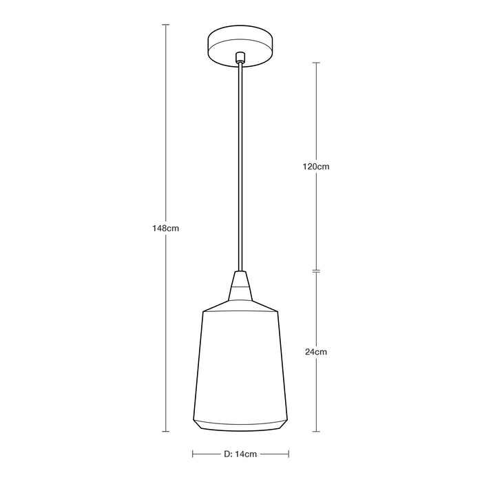 Lámpara Colgante  Negro Mate Bronce  E27 40W 1 Luz