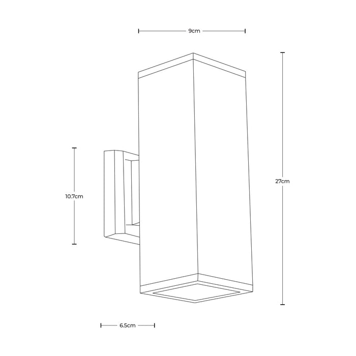 Aplique de pared para exteriores, IP44, color negro, 2 luces E27, 10W