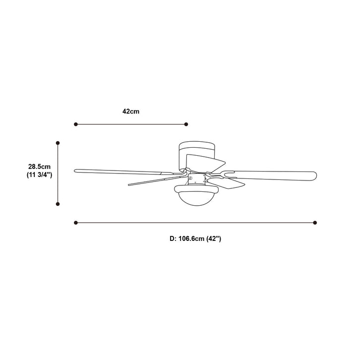 Ventilador 42" E27 1Luz 60W Acabado Chocolate