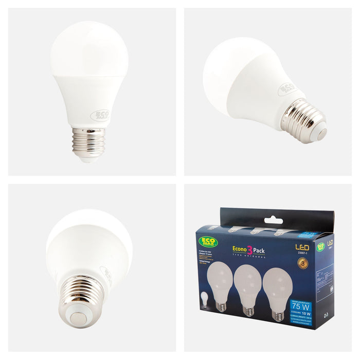 Foco LED Tipo A60 Integrado 10w Luz Blanca 5000k Socket E27 3 set