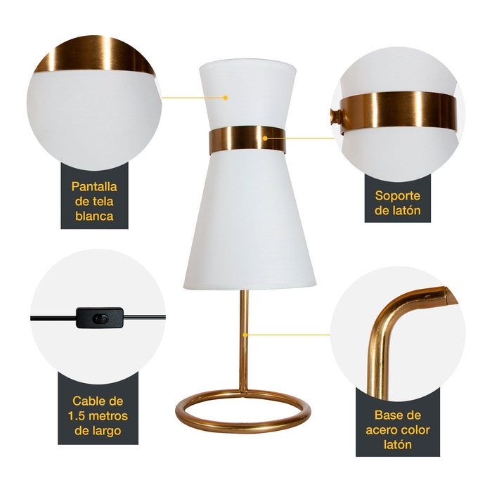 Lámpara de Mesa Cobre E27 40W  1 Luz