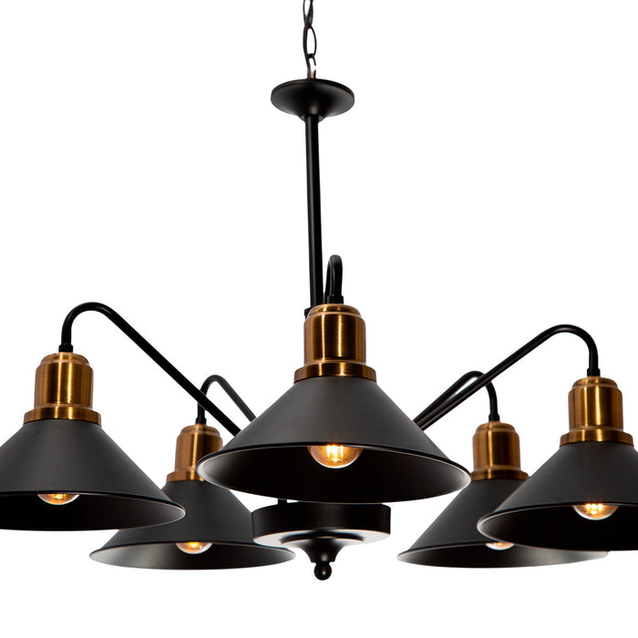 Lámpara Colgante Vintage E26 60w Negro Mate 5 Luces