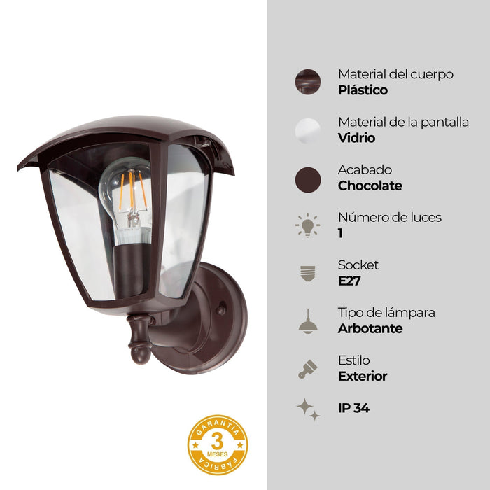 Lámpara de pared exterior, Chocolate 1L E27 40W