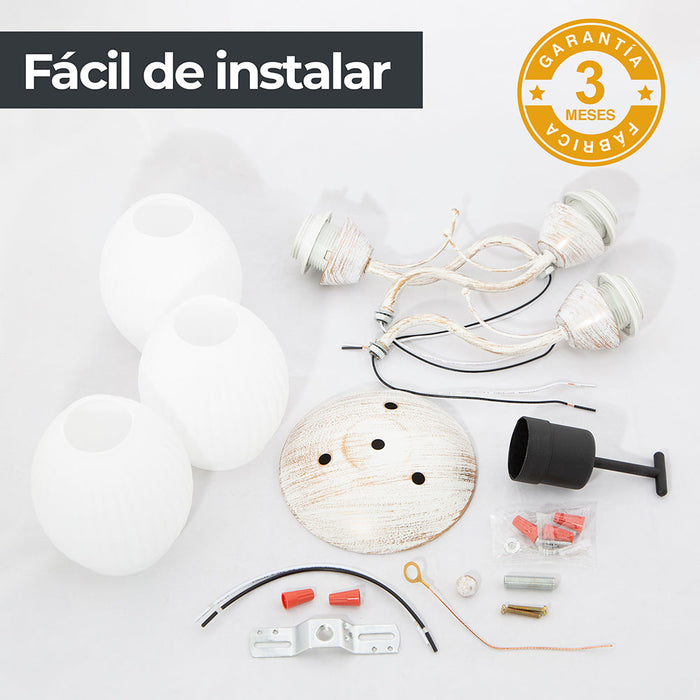 Lámpara Techo Blanco Mate E27 40W 3 Luces