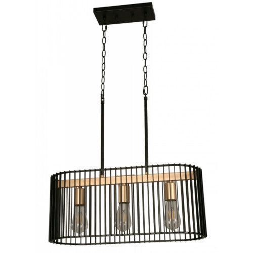 Lámpara Colgante Negro 3L E27 60W