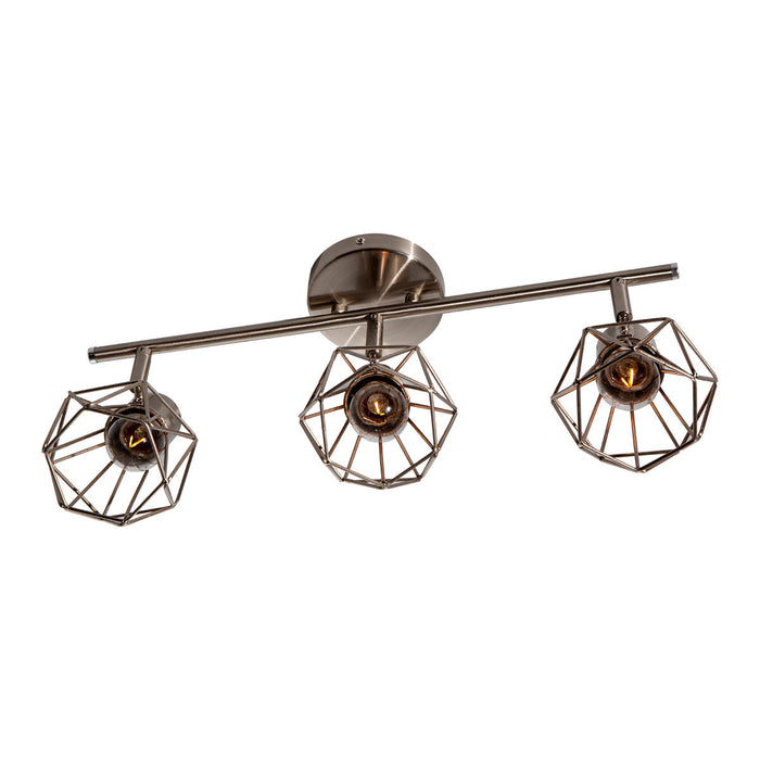 Lámpara de Techo Riel Níquel Satinado E27 60w 3 Luces