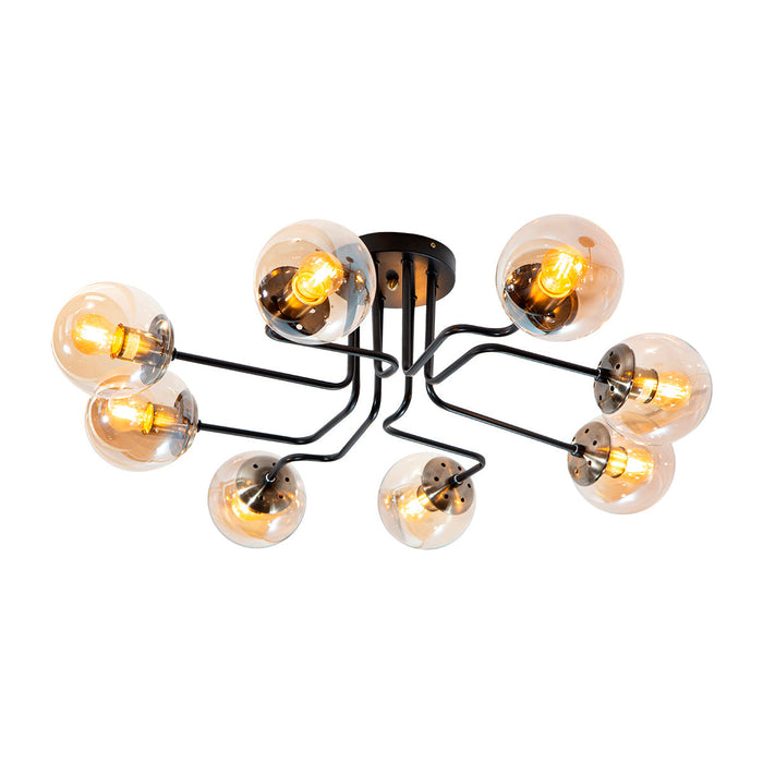 Lámpara Techo Negro Mate E27 40W 8 Luces