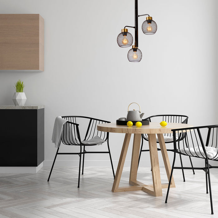 Lámpara Colgante Moderna Negro E27 40w 3 Luces