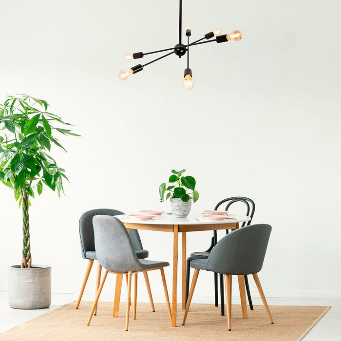 Lámpara de Techo Bronce 6 Luces  E27 60w mod negro