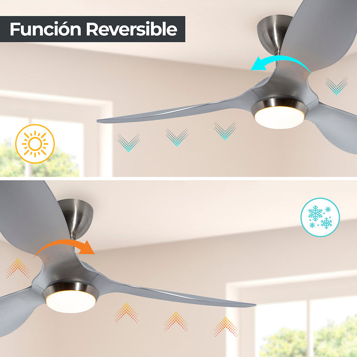 Ventilador LED 52" Níquel Satinado 20W Incluye Control Remoto