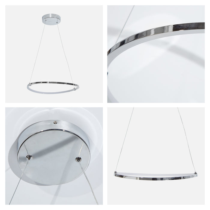 Lámpara colgante LED 3000K, acabado cromo, 18W 720 lm