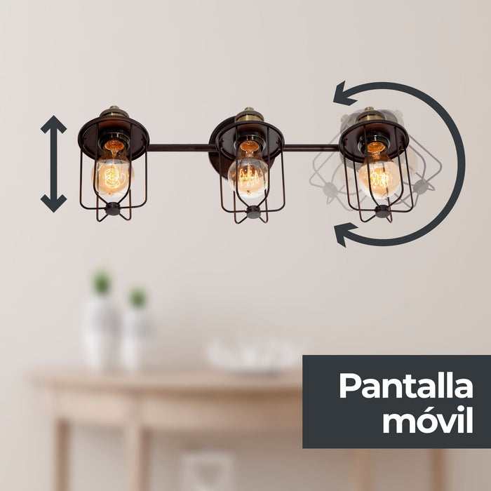 Lámpara de Pared Negro Oscuro Vanity de Baño 40w T45 3 Luces