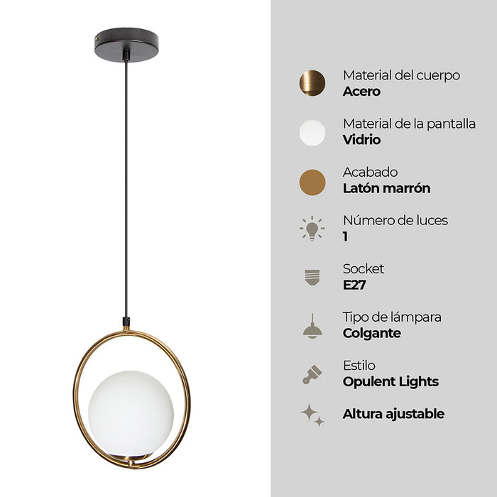 Lámpara Colgante Opulent Lights Negro Bronce E27 40w 1 Luz