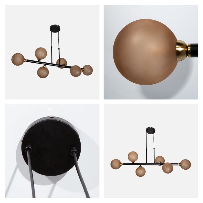 Lámpara colgante negro mate y latón satinado, 6 luces, G9 5W