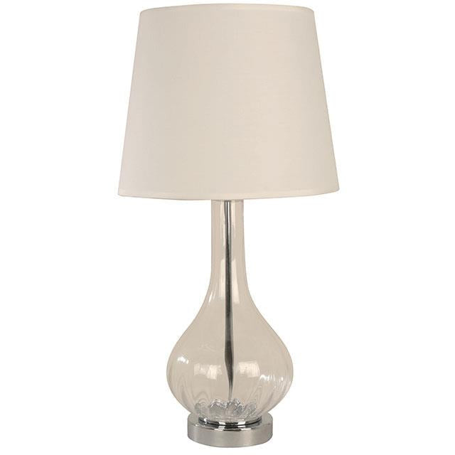 LAMP. MESA TRANSPARENTE Y CROMO 1L E27 60W